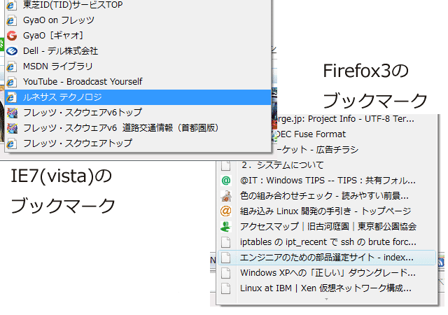 IE7 vs Firefox3 bookmark
